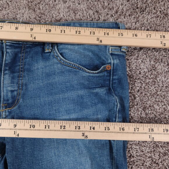 Pilcro Anthropologie Slim Boyfriend Jeans 27 Patterned Knee Patches FLAW - Picture 4 of 16